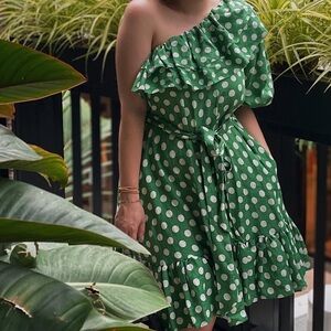 Lisa Marie Fernandez Polka Dot One-Shoulder Dress